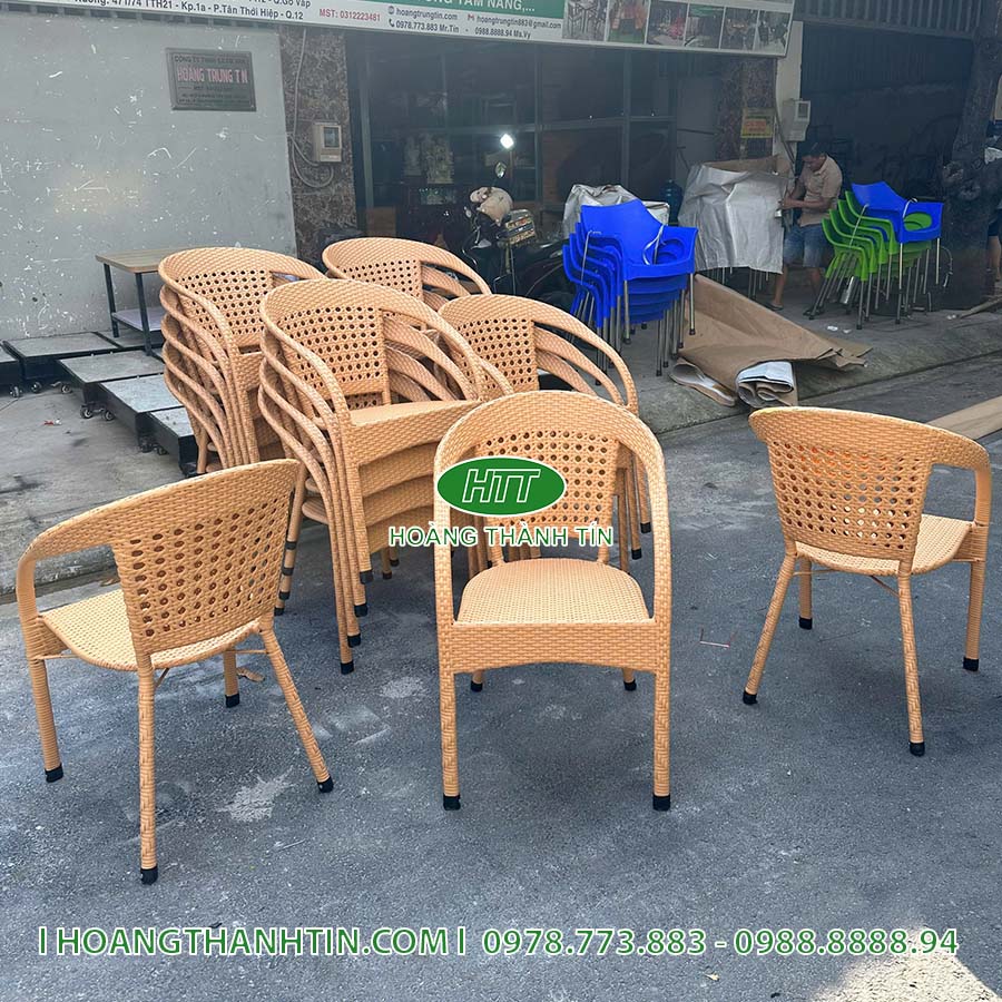 Bàn ghế nhựa giả mây sân vườn HTT 21