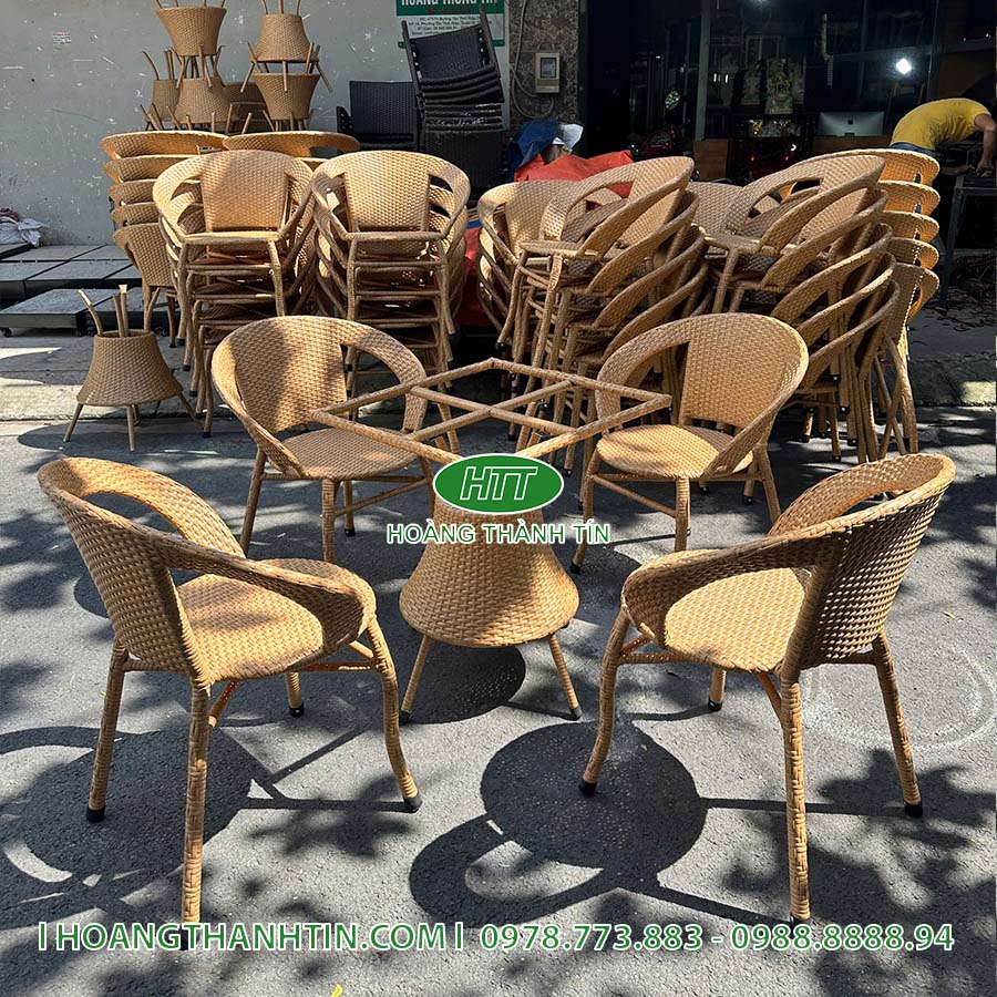 Bàn ghế nhựa giả mây sân vườn HTT 28