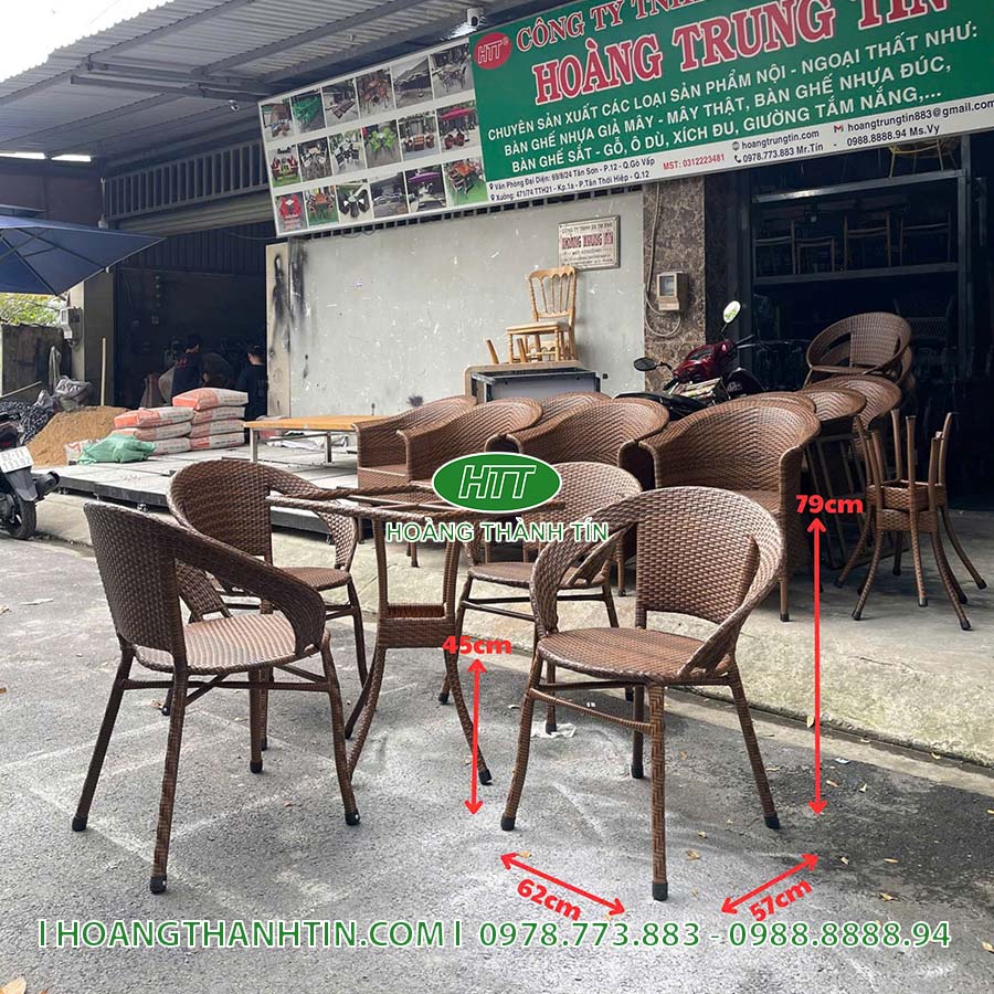 Bàn ghế nhựa giả mây sân vườn HTT 34