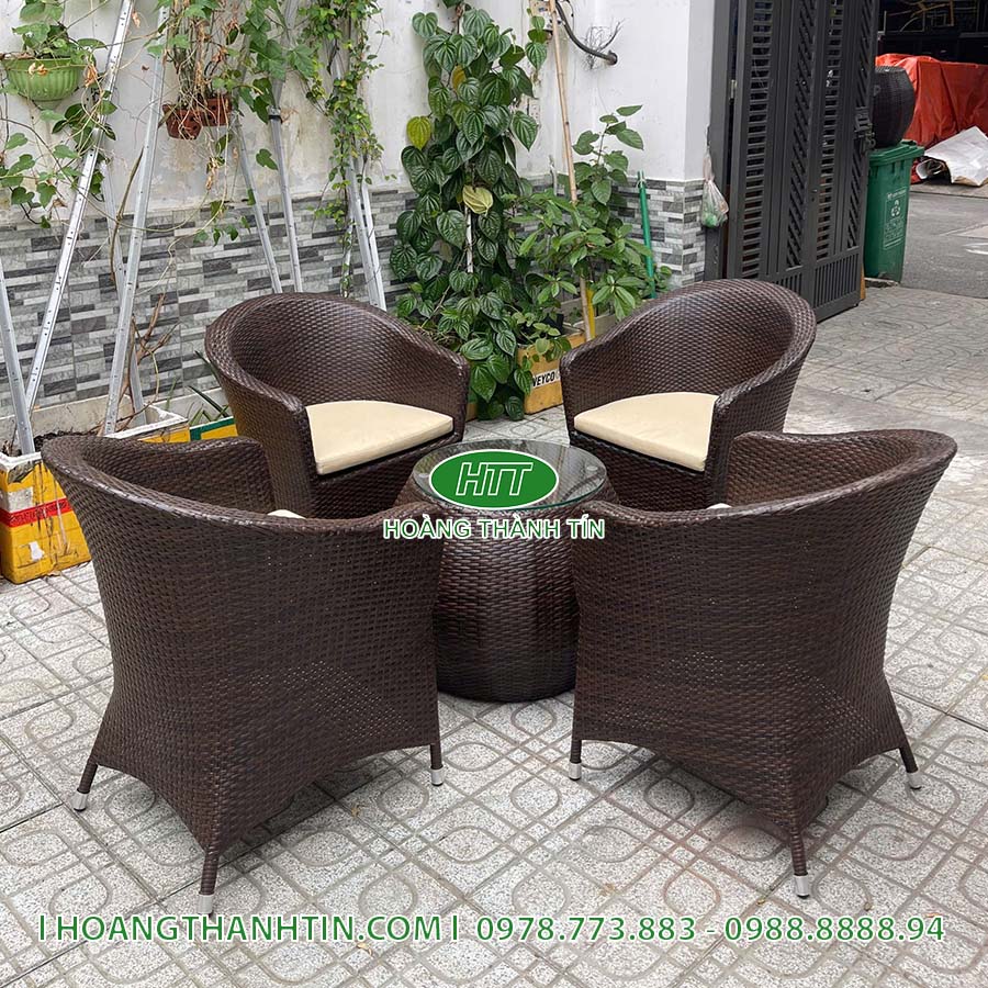 Bàn ghế cafe nhựa giả mây HTT 215