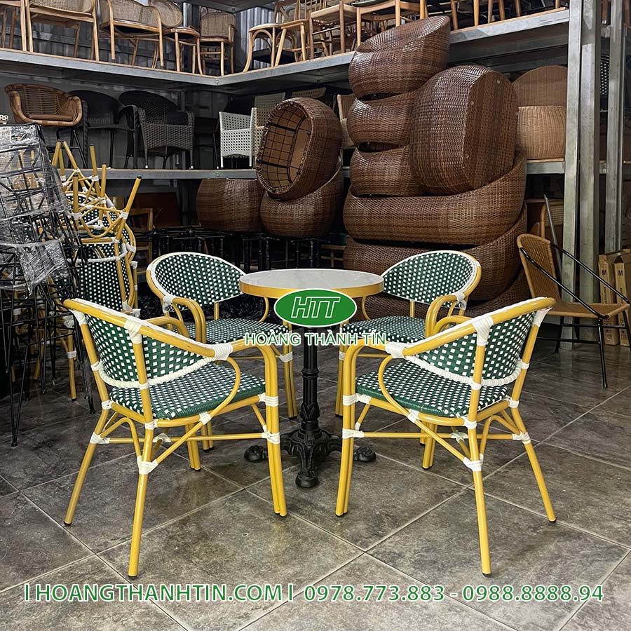 Bàn ghế cafe nhựa mây HTT 221