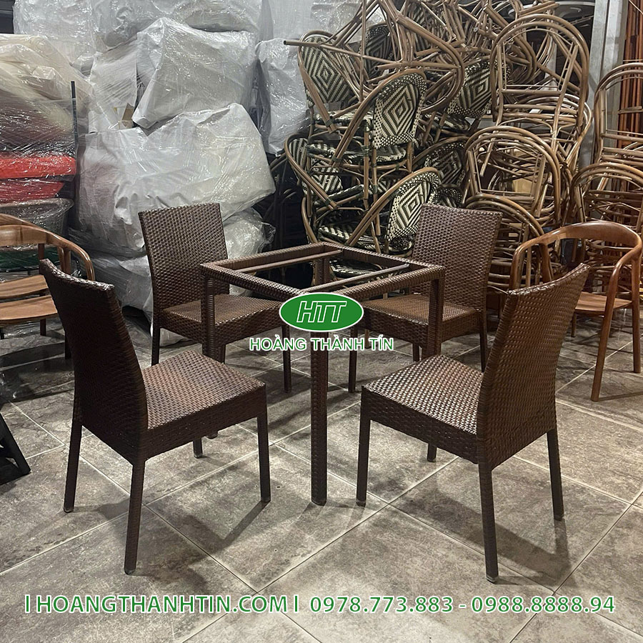 Bàn ghế nhựa giả mây HTT 80